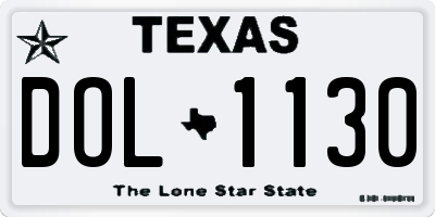 TX license plate DOL1130