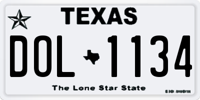 TX license plate DOL1134