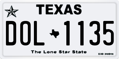 TX license plate DOL1135