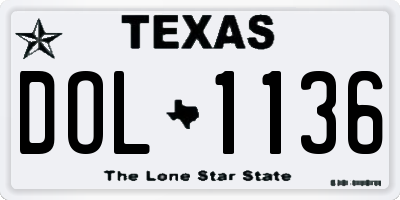 TX license plate DOL1136