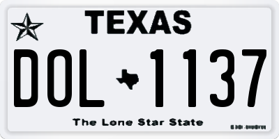 TX license plate DOL1137