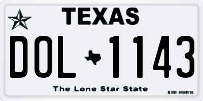 TX license plate DOL1143