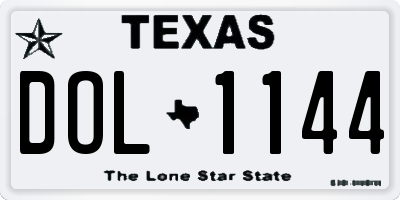 TX license plate DOL1144