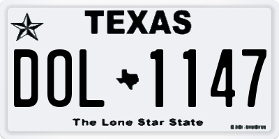 TX license plate DOL1147
