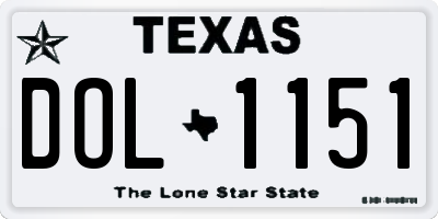 TX license plate DOL1151