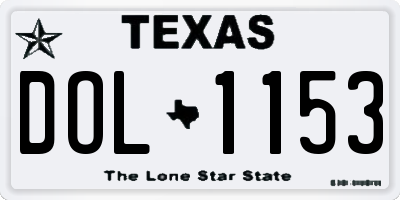 TX license plate DOL1153