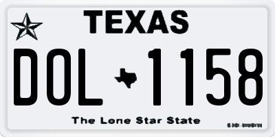 TX license plate DOL1158