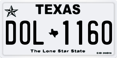 TX license plate DOL1160