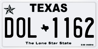 TX license plate DOL1162