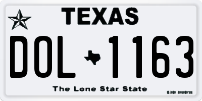 TX license plate DOL1163
