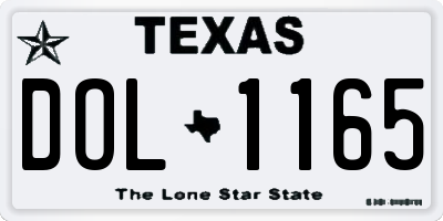 TX license plate DOL1165