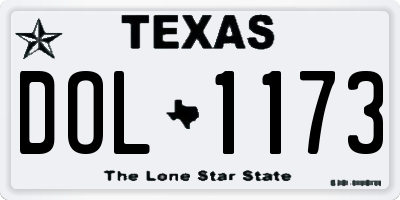 TX license plate DOL1173