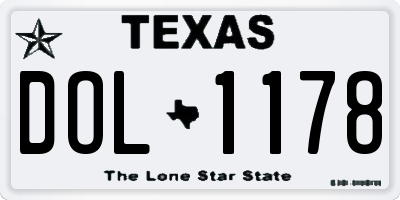TX license plate DOL1178