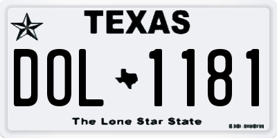 TX license plate DOL1181