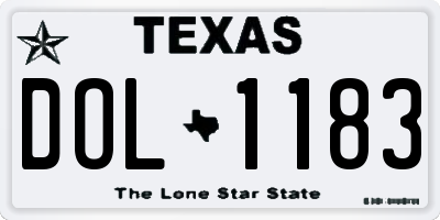 TX license plate DOL1183