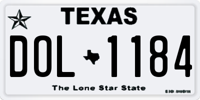 TX license plate DOL1184