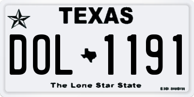 TX license plate DOL1191