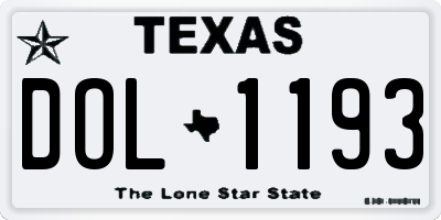 TX license plate DOL1193