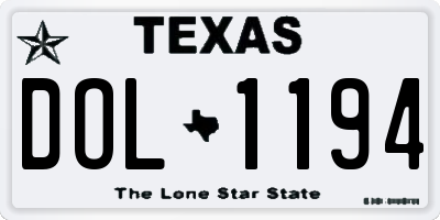 TX license plate DOL1194