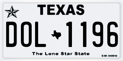 TX license plate DOL1196