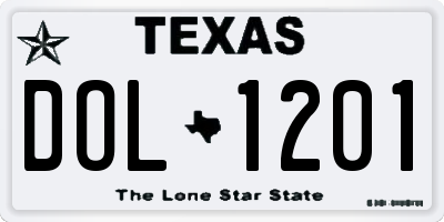 TX license plate DOL1201