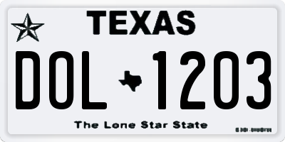 TX license plate DOL1203