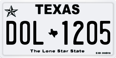 TX license plate DOL1205