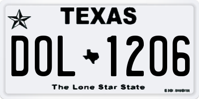 TX license plate DOL1206