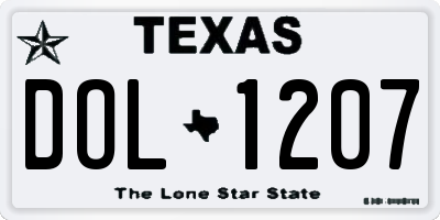 TX license plate DOL1207