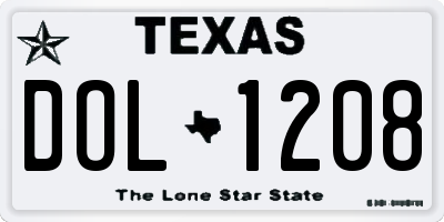 TX license plate DOL1208