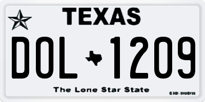 TX license plate DOL1209