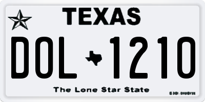 TX license plate DOL1210