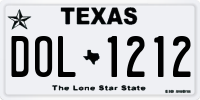 TX license plate DOL1212