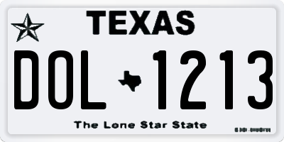 TX license plate DOL1213