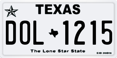 TX license plate DOL1215