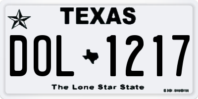TX license plate DOL1217