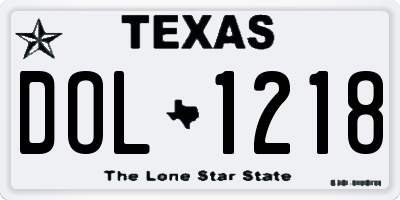 TX license plate DOL1218