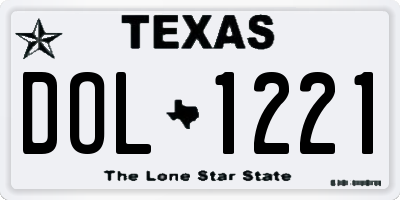 TX license plate DOL1221