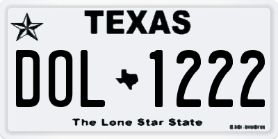 TX license plate DOL1222