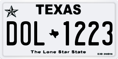 TX license plate DOL1223