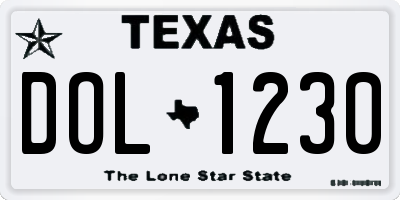 TX license plate DOL1230