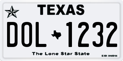 TX license plate DOL1232