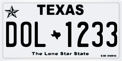TX license plate DOL1233
