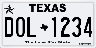 TX license plate DOL1234
