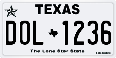 TX license plate DOL1236