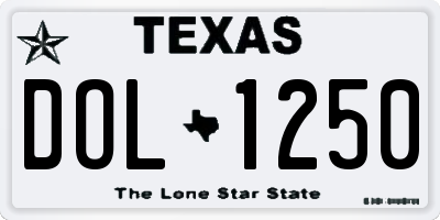 TX license plate DOL1250