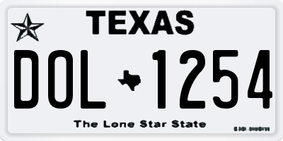 TX license plate DOL1254