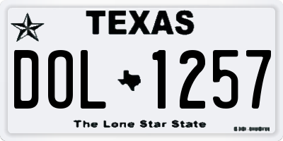 TX license plate DOL1257