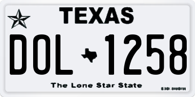 TX license plate DOL1258