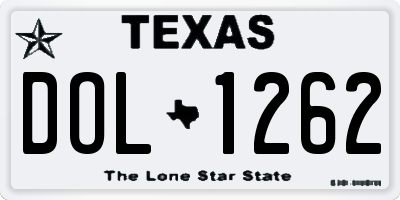 TX license plate DOL1262